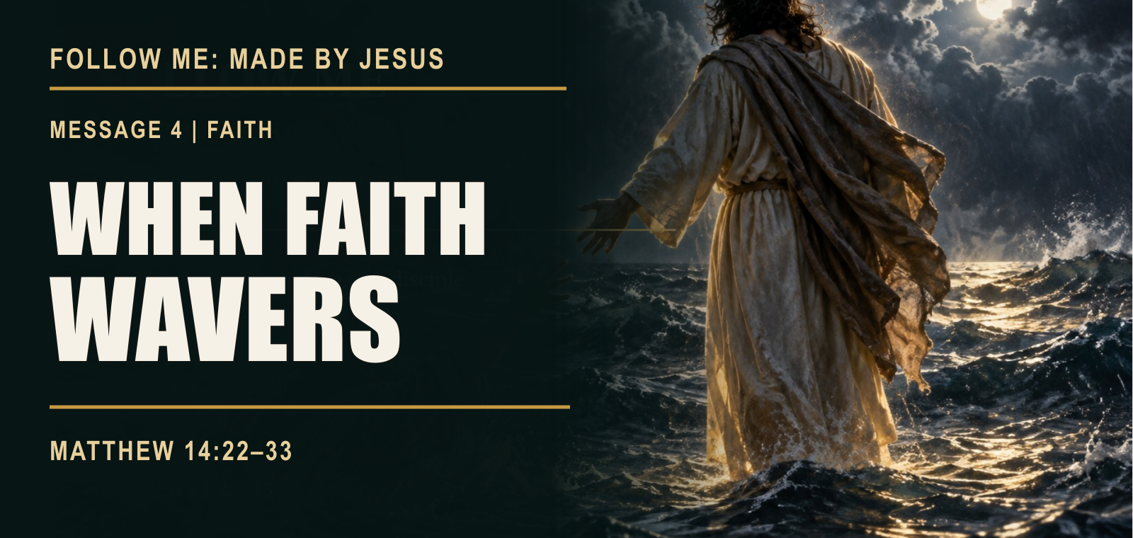 Follow Me Message 4 artwork depicting Jesus and Peter on the water