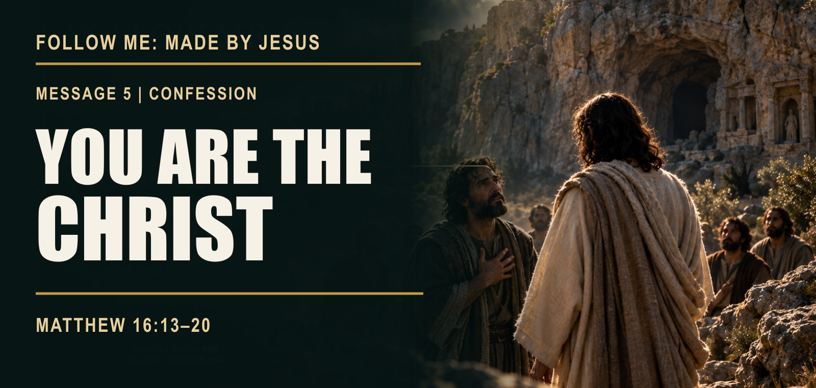 Follow Me Message 5 approved artwork portraying Peter’s confession in the region of Caesarea Philippi